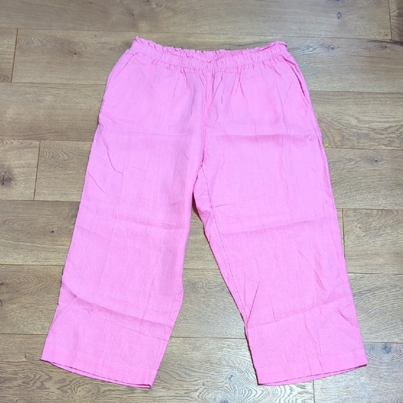 Charter Club Linen Cropped Pull On Pink Pants PL - Picture 1 of 7